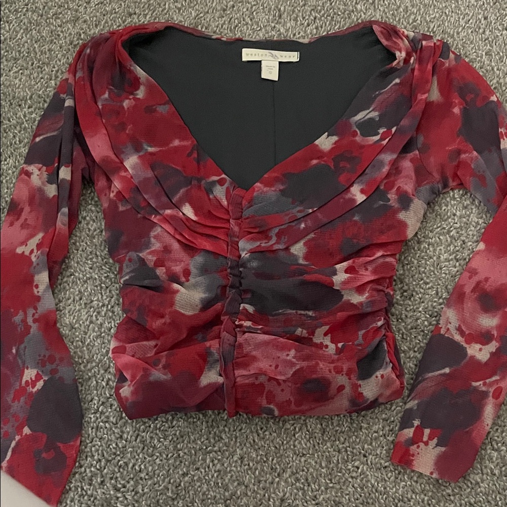 Weston Wear Red and Black Patterned Blouse